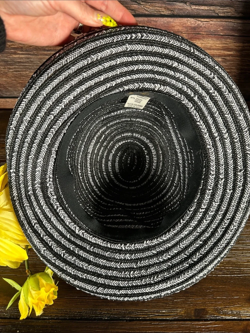 Da-Me Black & White Striped Women’s Sun Hat Made in Italy!